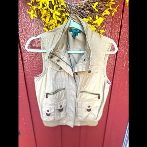 Lauren Ralph Lauren Khaki Zip Up Vest PM 🌿B5